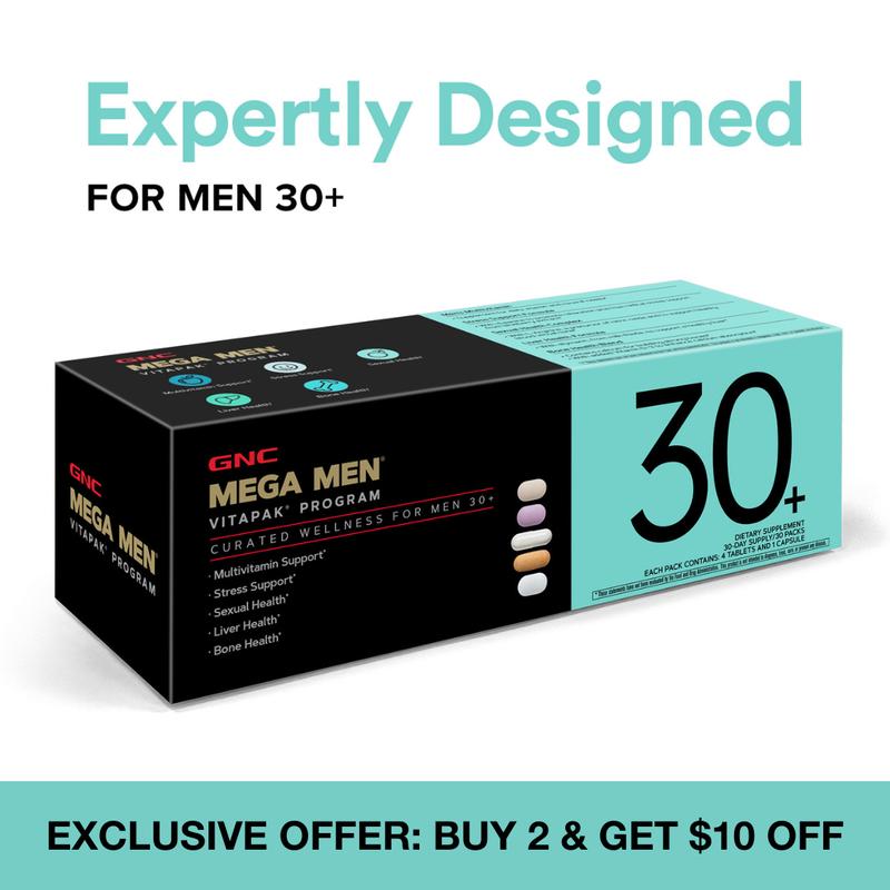 GNC Mega Men's 30+ Vitapak, 5-in-1, Multivitamin, Stress & Bone Support, 30 Count, Healthcare, Edible Dietary Supplement, Overall Wellness, Springtok