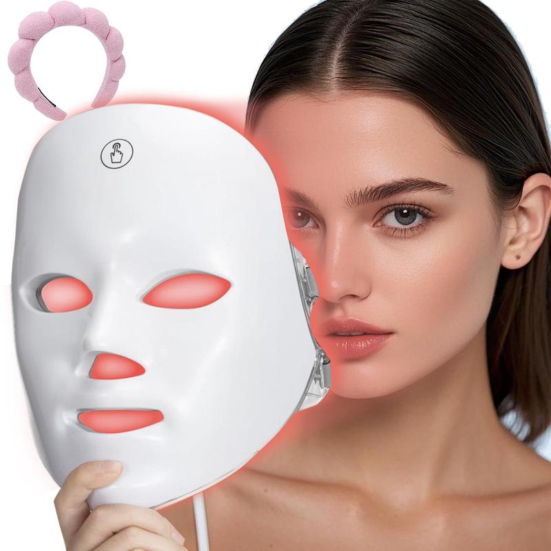 Mother's Day Gift, Rechargeable Facial Mask, 1 Count Summer Makeup, 7 Color LED Beauty Mask, Led Facial Light, Comfort Skin Care Mask Facial Beauty Massagers, Ideal Gift for Women, 2024 Personal Skincare Products, Skincare