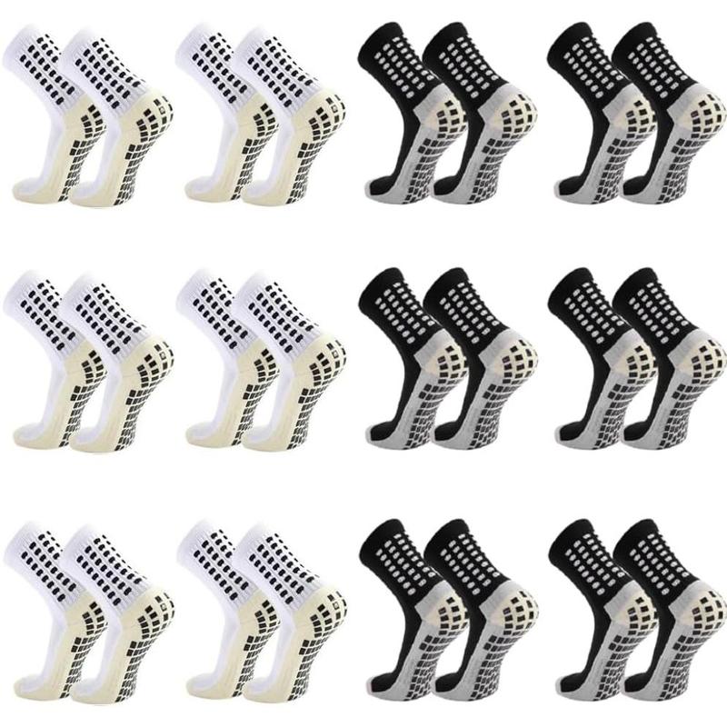 12 Pack Men's Soccer Socks Anti Slip Non-Slip Grip Pads for Football Basketball Sports Grip Soccer Socks