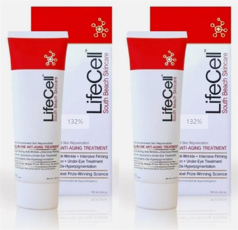 2 PACK OF LifeCellSouth Beach Skincare All In One Anti-Aging Treatment NIB 2.54 OZ