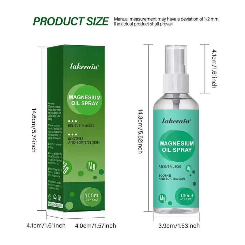 100ml Magnesium Oil Spray, Remedy Massage Oil for Body Care, Body Massage Oil for Women & Men