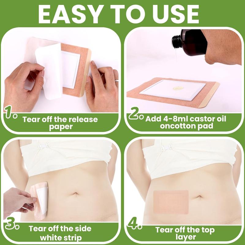 10pcs disposable Castor Oil Pack Wrap,Castor oil patches,Self-Adhesive Castor Oil Wraps, Highly Absorbent 6.7"*5.1",Anti-Seepage,Easy to Use,No Wash,stick it anywhere you want(Oil Not Included)
