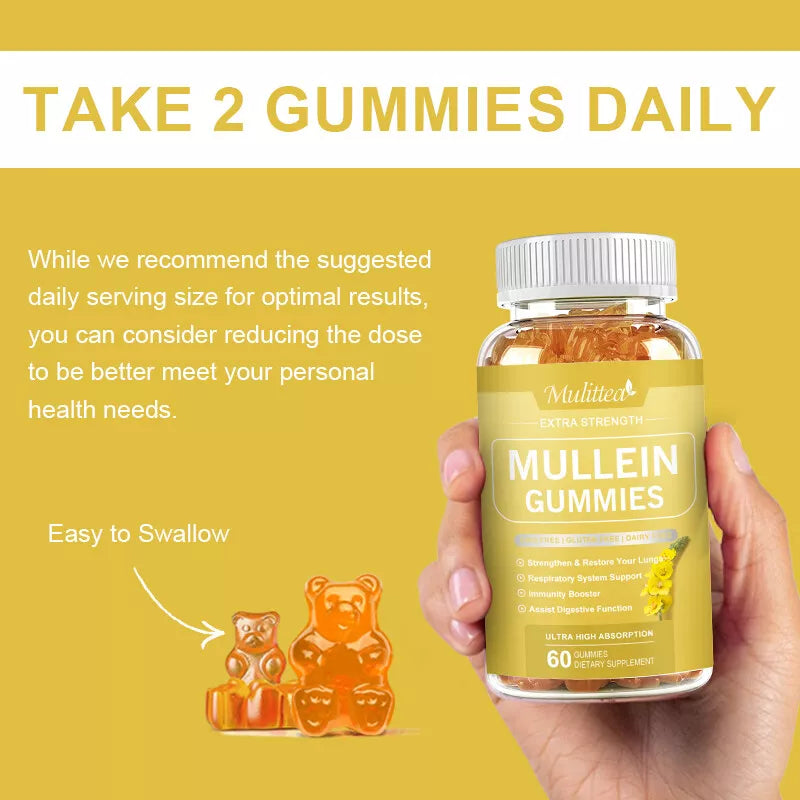 10:1 Mullein Leaf Extract Gummies for Lung Cleanse, Extra Strength 10000 MG US