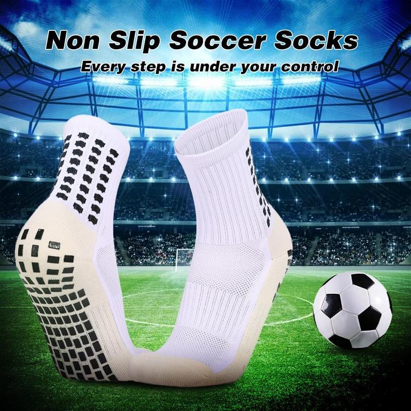 12 Pack Men's Soccer Socks Anti Slip Non-Slip Grip Pads for Football Basketball Sports Grip Soccer Socks