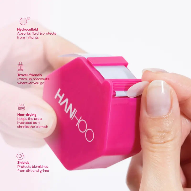 Hanhoo On the Go Blemish Patch, 108 ct, Korean Beauty Pimple Patch Dispenser, Shrinks Pimples, Absorbs Fluid, Invisible Acne Spot Patches Skincare