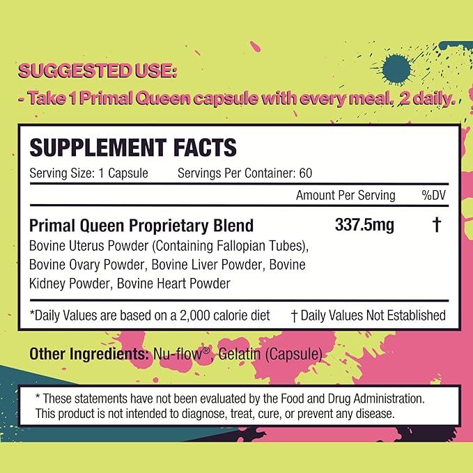 Primal Queen Beef Organ Superfood - 30 Day Refill,Female-Optimized Beef Organ Superfood Supplement (Beef Liver, Kidney, Heart, & 3 More) - 100% Grass Fed, Pasture Raised Cattle - Balance Hormones, Energy, & More for Women