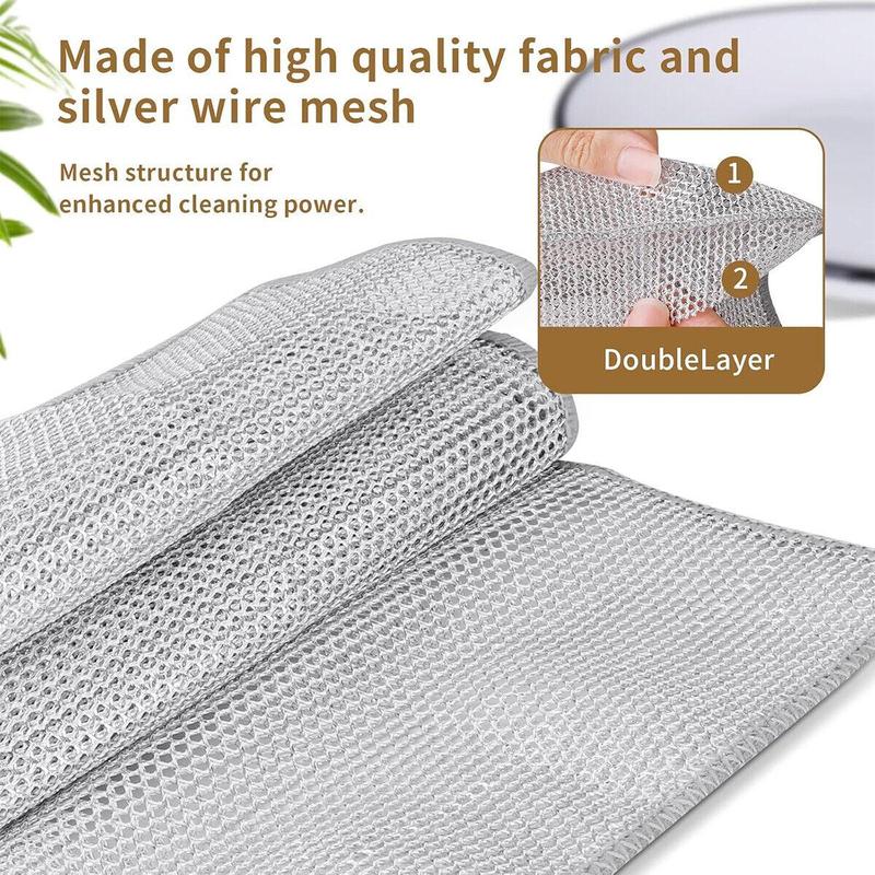 12 counts Steel Wool Dishcloth Non-Scratch Quick Dry Mesh Cloth Dishes Wire Dishwashing Rag Multipurpose Kitchen Dish Cloths Scouring Pads Multi-Use Scrubbers, Bulk Rags Net Rags for Washing Dishes Cleaning Fruit or Wet Dry Durable Cleaning Pads