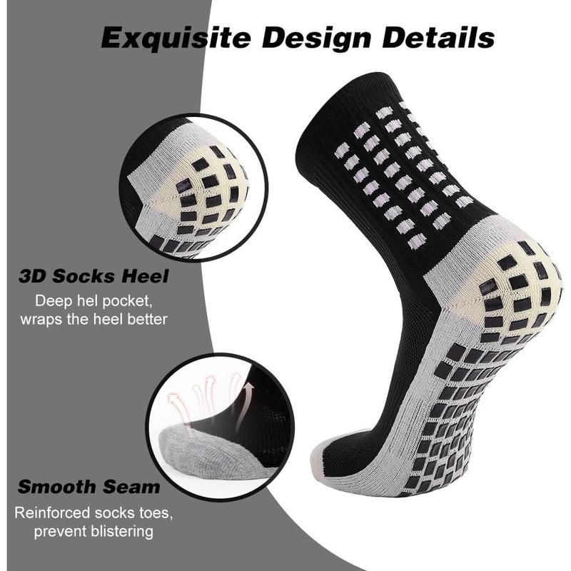 12 Pack Men's Soccer Socks Anti Slip Non-Slip Grip Pads for Football Basketball Sports Grip Soccer Socks