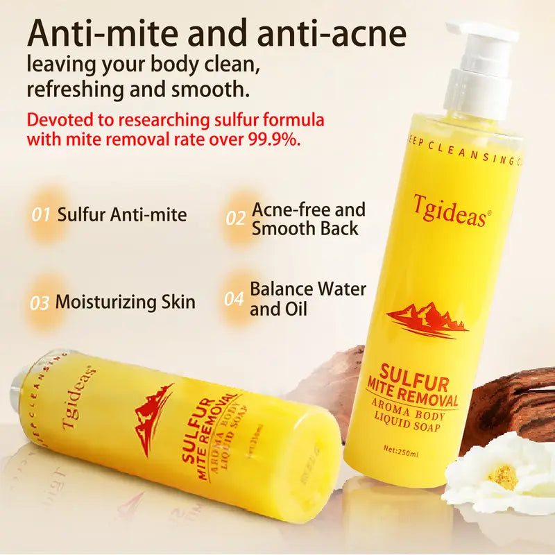 "Tgideas Sulfur Soap Shampoo & Body Wash - Fights Acne & Dandruff - Deep Cleansing for Men & Women" Clear Gentle