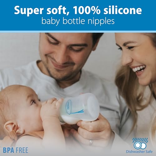 Dr. Brown's Natural Flow Level 4 Wide-Neck Baby Bottle Silicone Nipple, Fast Flow, 9m+, 100% Silicone Bottle Nipple, 6 Pack