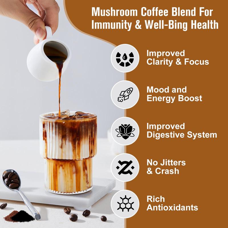10-in-1 Mushroom Coffee Blend - 8.82oz per Bottle, Add to Coffee,Tea or Any Drinks Beverage mushroom supplement