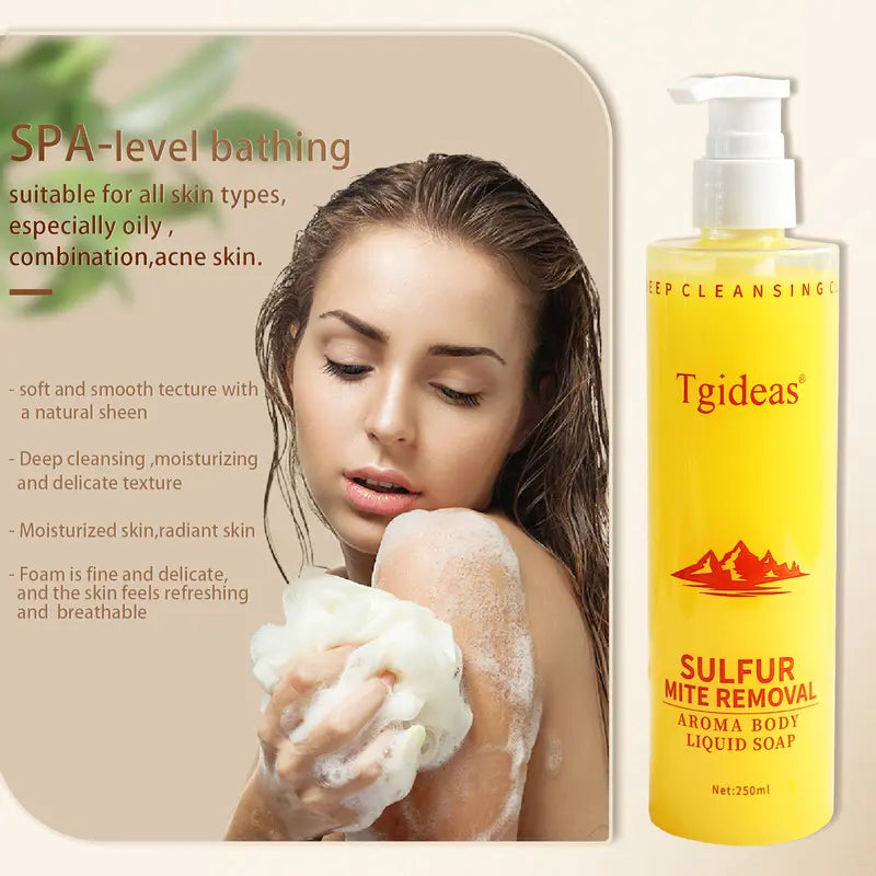 "Tgideas Sulfur Soap Shampoo & Body Wash - Fights Acne & Dandruff - Deep Cleansing for Men & Women" Clear Gentle