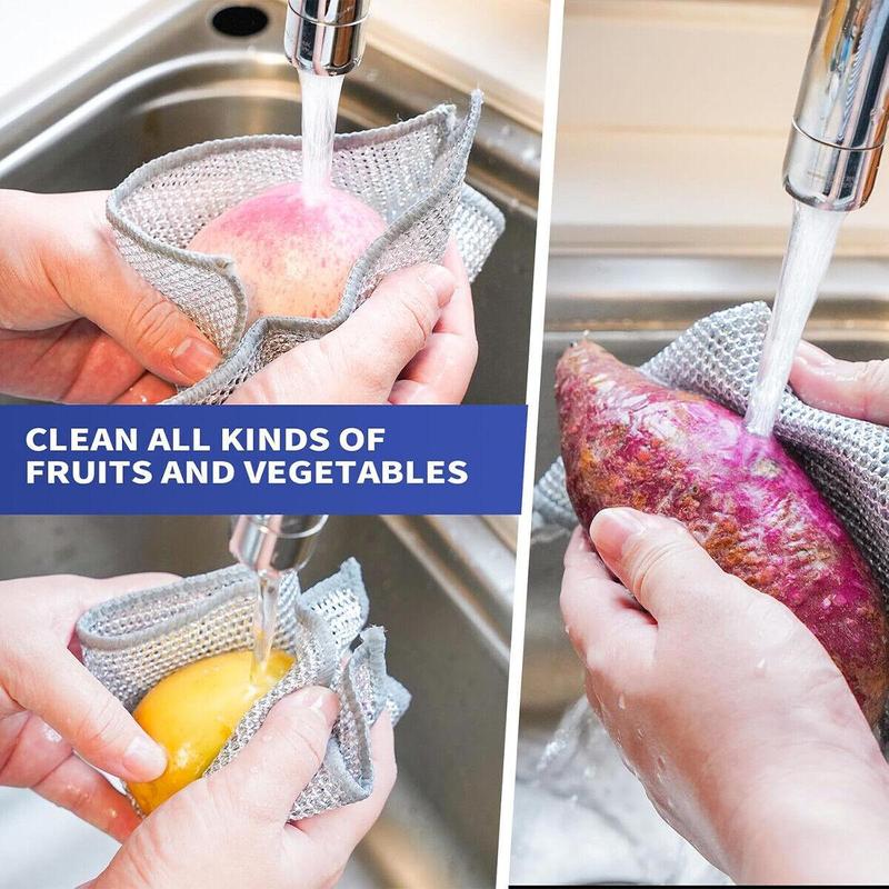 12 counts Steel Wool Dishcloth Non-Scratch Quick Dry Mesh Cloth Dishes Wire Dishwashing Rag Multipurpose Kitchen Dish Cloths Scouring Pads Multi-Use Scrubbers, Bulk Rags Net Rags for Washing Dishes Cleaning Fruit or Wet Dry Durable Cleaning Pads