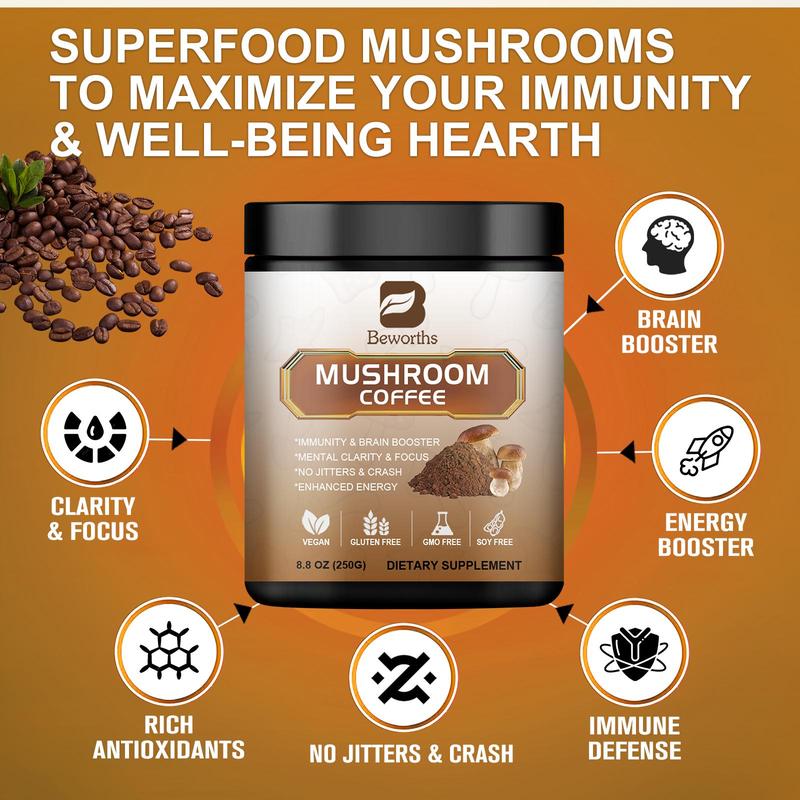 10-in-1 Mushroom Coffee Blend - 8.82oz per Bottle, Add to Coffee,Tea or Any Drinks Beverage mushroom supplement