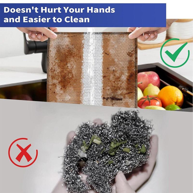 12 counts Steel Wool Dishcloth Non-Scratch Quick Dry Mesh Cloth Dishes Wire Dishwashing Rag Multipurpose Kitchen Dish Cloths Scouring Pads Multi-Use Scrubbers, Bulk Rags Net Rags for Washing Dishes Cleaning Fruit or Wet Dry Durable Cleaning Pads