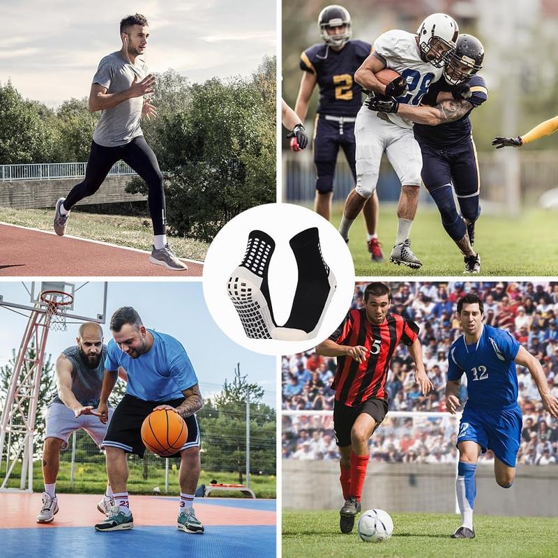 12 Pack Men's Soccer Socks Anti Slip Non-Slip Grip Pads for Football Basketball Sports Grip Soccer Socks