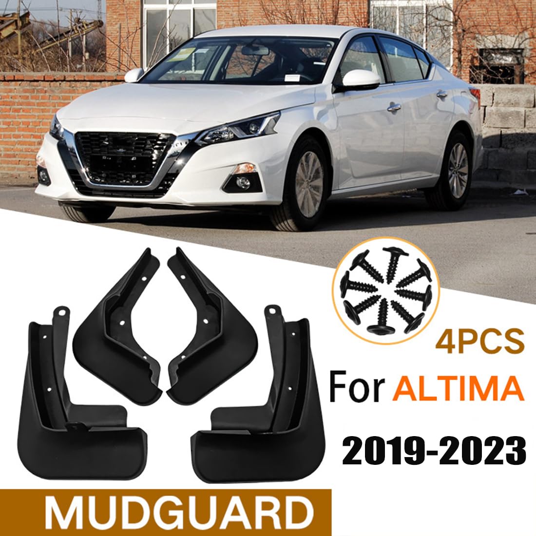 Car Mud Splash Guards Mud Flaps Fender Kit for Nissan Altima 2019 2020 2021 2022 2023 2024 Mudguard Automotive Accessories Front and Rear 4-PC Set