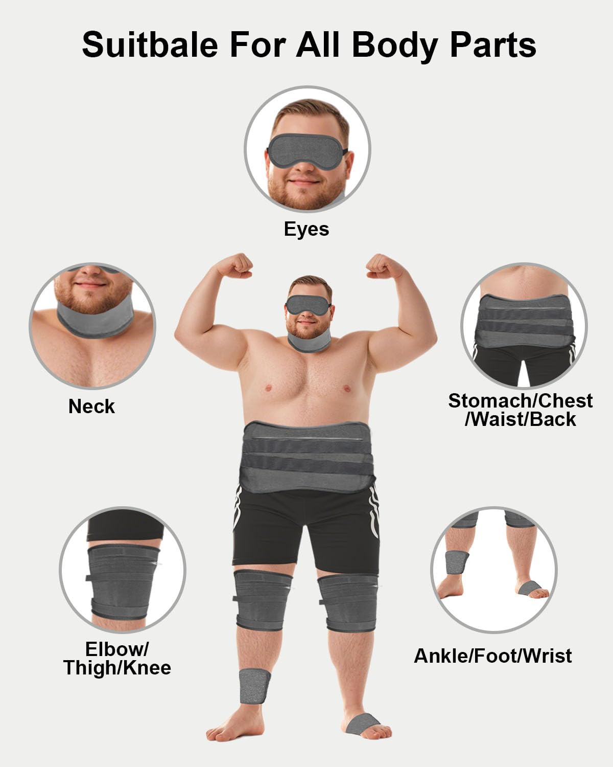 10 Pcs Castor Oil Pack Wrap for Men, Plus Size Castor Oil Packs for Men Women, XL Reusable Castor Oil Wraps Set for Eyes Neck Stomach Waist Knees Legs Feet, Flannel Cotton, Machine Washable(Dark Gray)