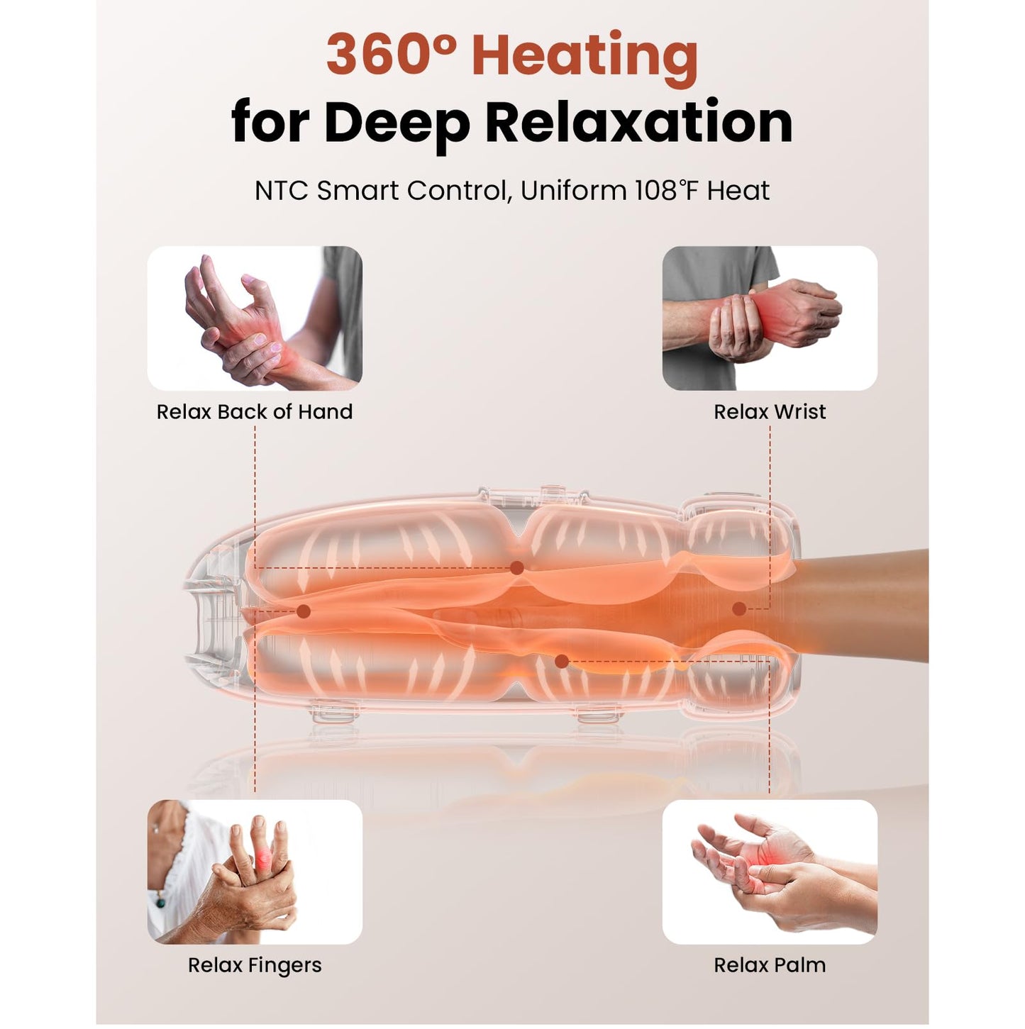 BOB AND BRAD Hand Massager with Heat and Compression, FSA Eligible/HSA Eligible, H60 Cordless Hand Massager for Arthritis and Carpal Tunnel, Pain Relief Heated Wrist Finger Massage, Gifts for Mom Dad