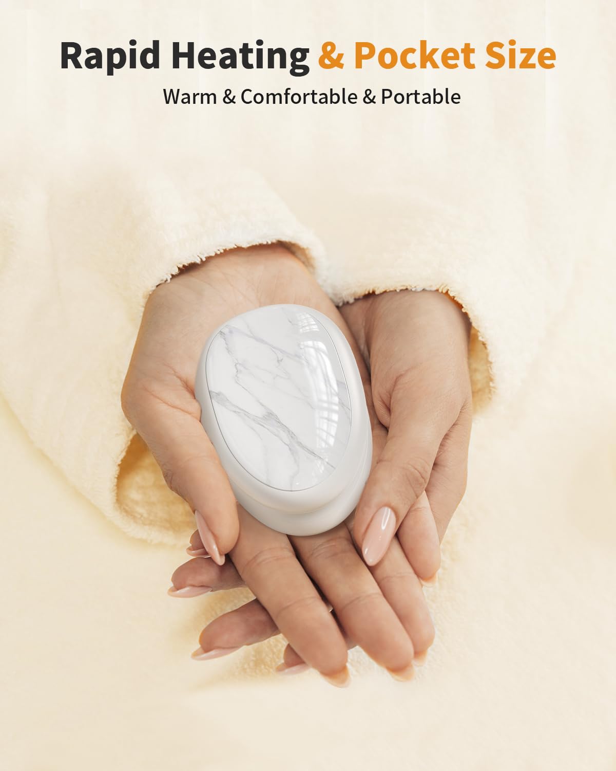 Hand Warmers Rechargeable 2 Pack, AI Temperature Control Electric Handwarmers, Stone Shape Portable Pocket Heater, Great Gift for Christmas Hunting, Golf, Camping White