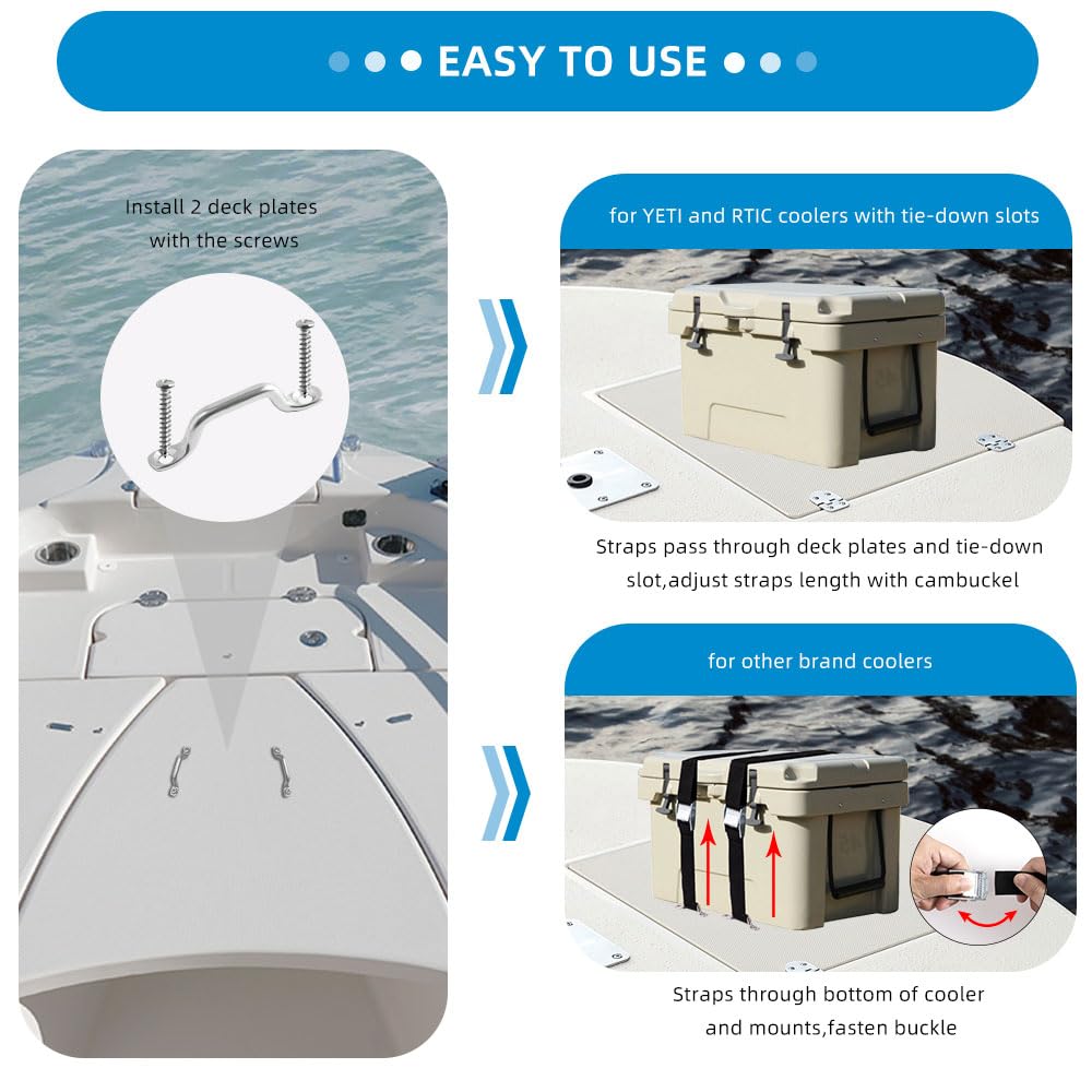 1" x 4ft Battery Tie Down Straps for Boats,Battery Hold Down with Cam Buckle,Stainless Steel Bracket and SS Screws Used for Cooler,Battery Box,Fuel Tank,Luggage Belt,RV