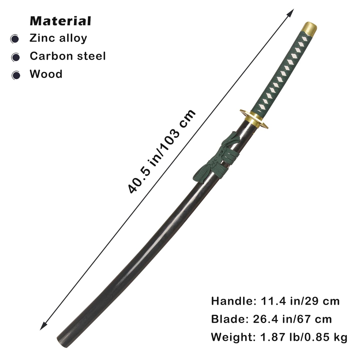 COSWOR 40.5" Carbon Steel Sosuke Aizen Katana Kyoka Suigetsu Samurai Sword for Performance Props, Cosplay