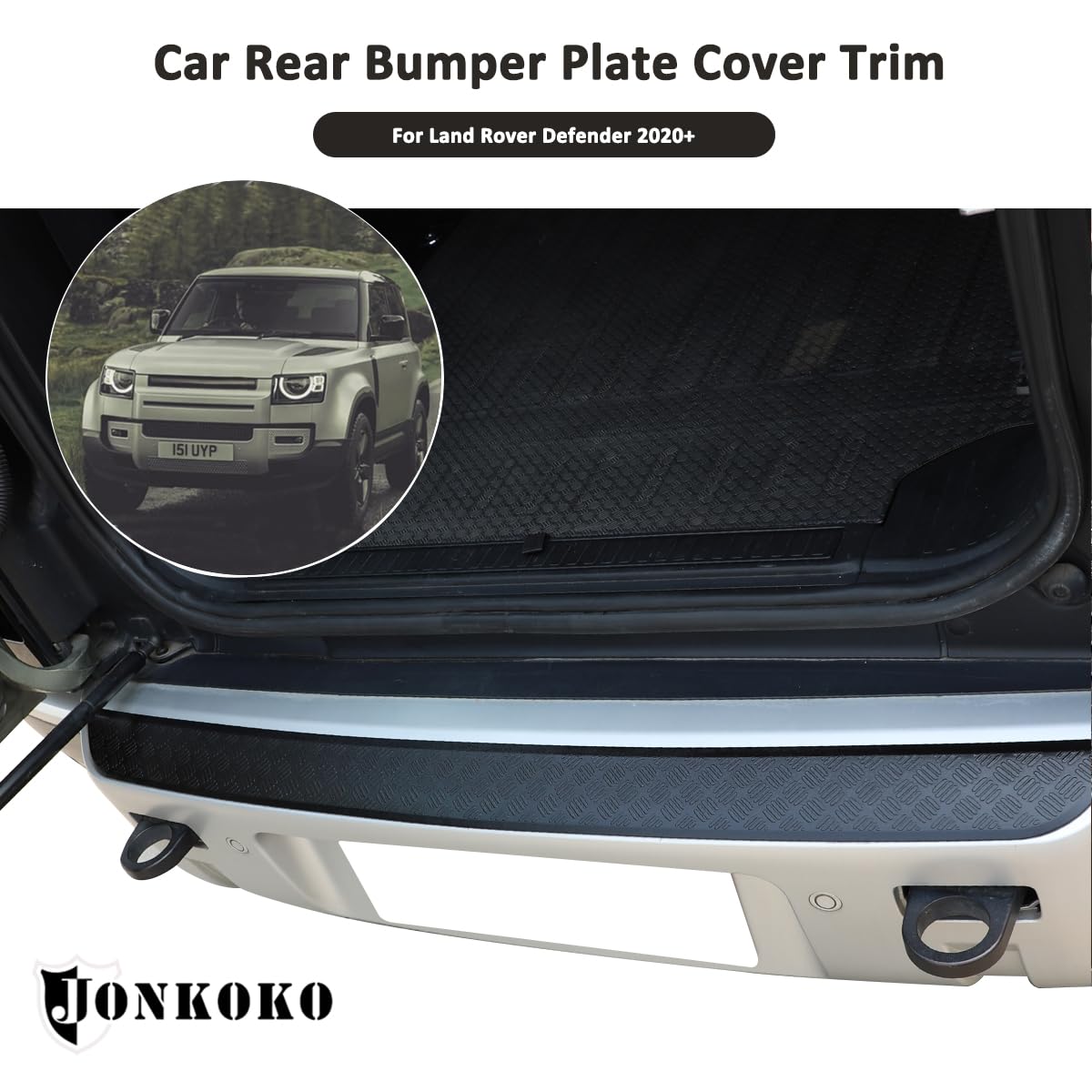 Car Inner Rear Trunk Bumper Guard Plate Bumper Protector Guard Cover Trim for Land Rover Defender 90 110 130 2020-2025 Auto Rear Bumper Plate Cover Trim Accessories (Style A-ABS Bright Black)