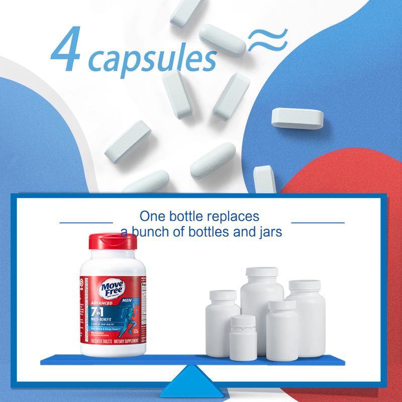 12bottles【Joint Health】Move Free joint health 7-in-1 Glucosamine Chondroitin Plus Calcium Complex Vitamin Customized for Men with B-Vitamins + Multi-Glucosamine 120 Pills