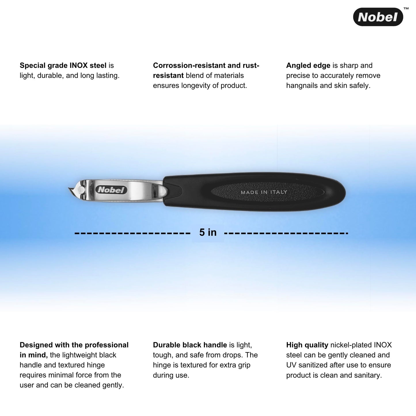 Hangnail Clipper - Made in Italy - Professional Angled Clipper - Nobelcrafts