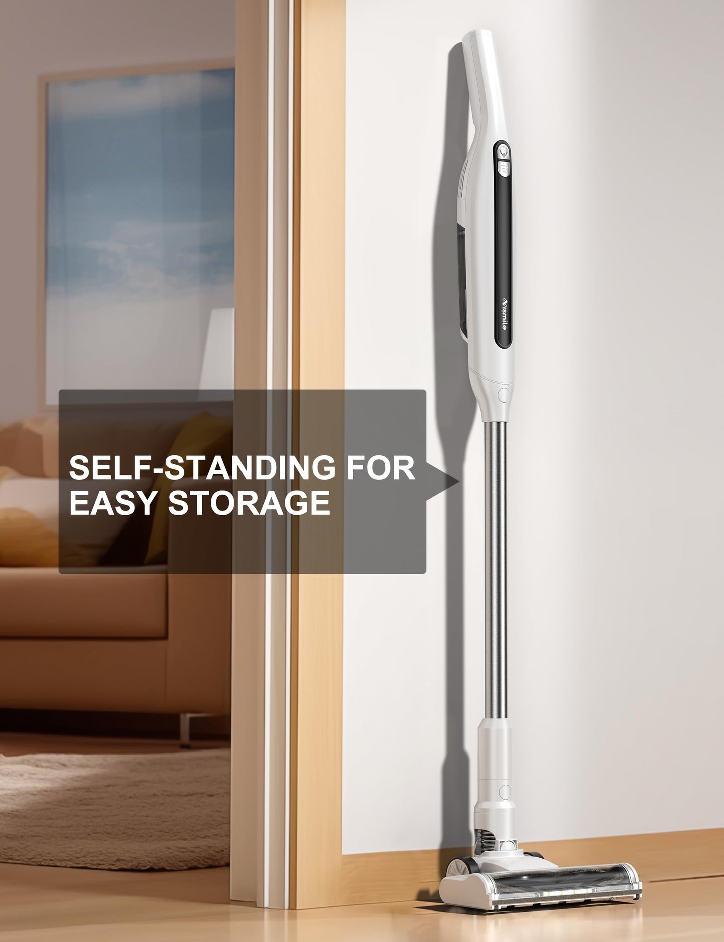 Cordless Vacuum Cleaner, 18Kpa Stick Vacuum for Home with LED Screen,6000mAh Handheld Vacuum, Brushless Motor,Rechargeable, Anti-Tangle Handheld Vac for Cleaning Pet Hair, Carpet, Floor(White)