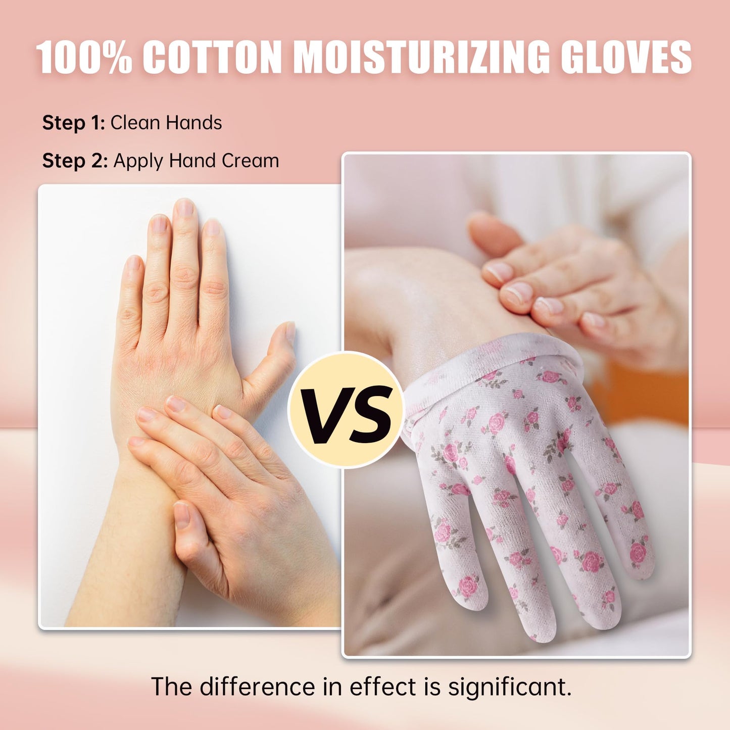 HandLove 12 Pairs Premium 100% Cotton Gloves, Dry Hands & Eczema, Overnight Lotion & Spa Treatment for Women & Men, Reusable | White Floral Dots