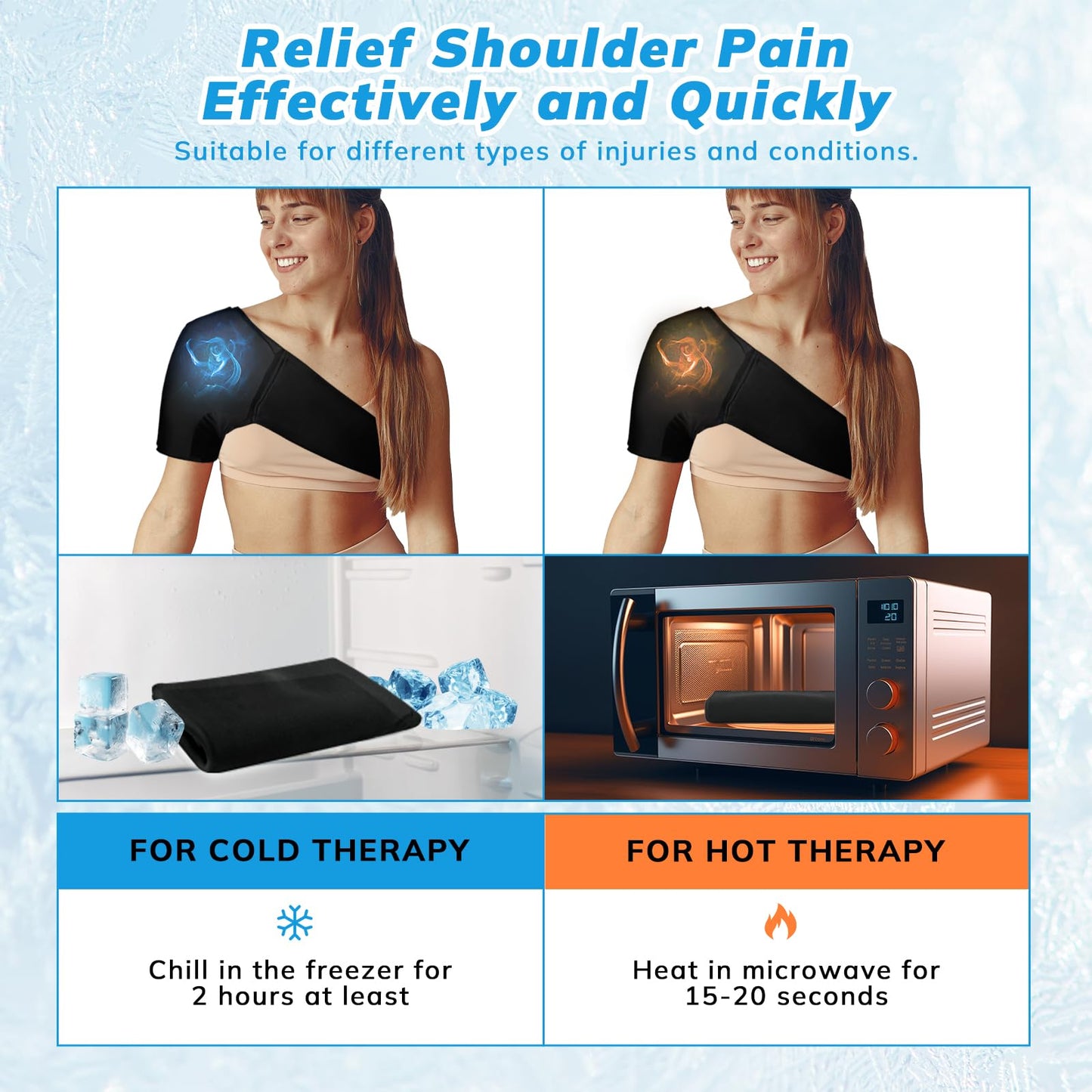 DR. MUSCLE'S Shoulder Ice Pack Rotator Cuff Cold Therapy, Reusable Gel Ice Pack Wrap for Shoulder Injuries, Hot & Cold Compress for Shoulder Pain Relief, Surgery Recovery, Tendinitis, Swelling, Black
