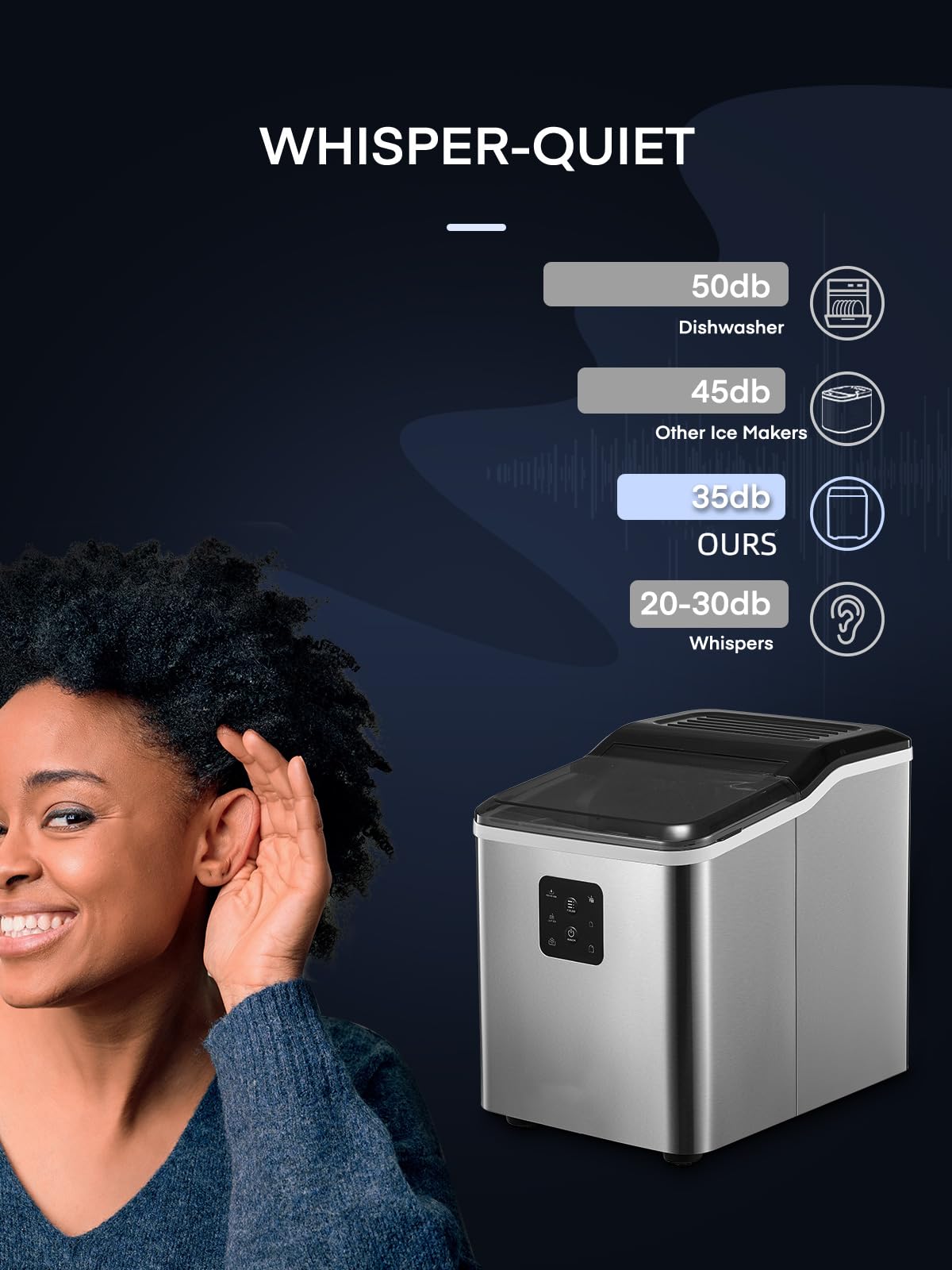 Countertop Ice Maker Machine πΊππππππππ πΊππππ, 9 Bullet Ice in 6 Mins, πππππ 24h, Self-Clean, 2 Ice Sizes, LCD Display, Portable Ice Maker w/Ice Scoop & Basket, Home/Kitchen/Office
