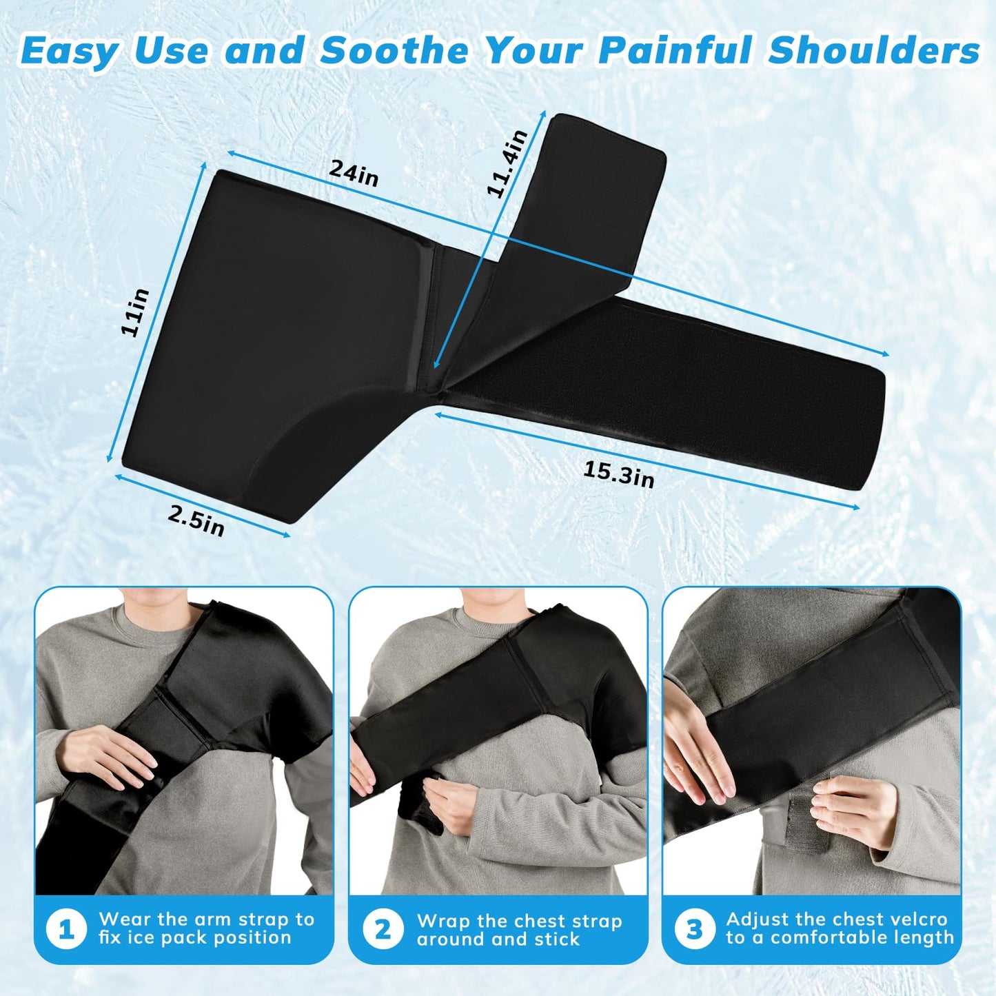 DR. MUSCLE'S Shoulder Ice Pack Rotator Cuff Cold Therapy, Reusable Gel Ice Pack Wrap for Shoulder Injuries, Hot & Cold Compress for Shoulder Pain Relief, Surgery Recovery, Tendinitis, Swelling, Black