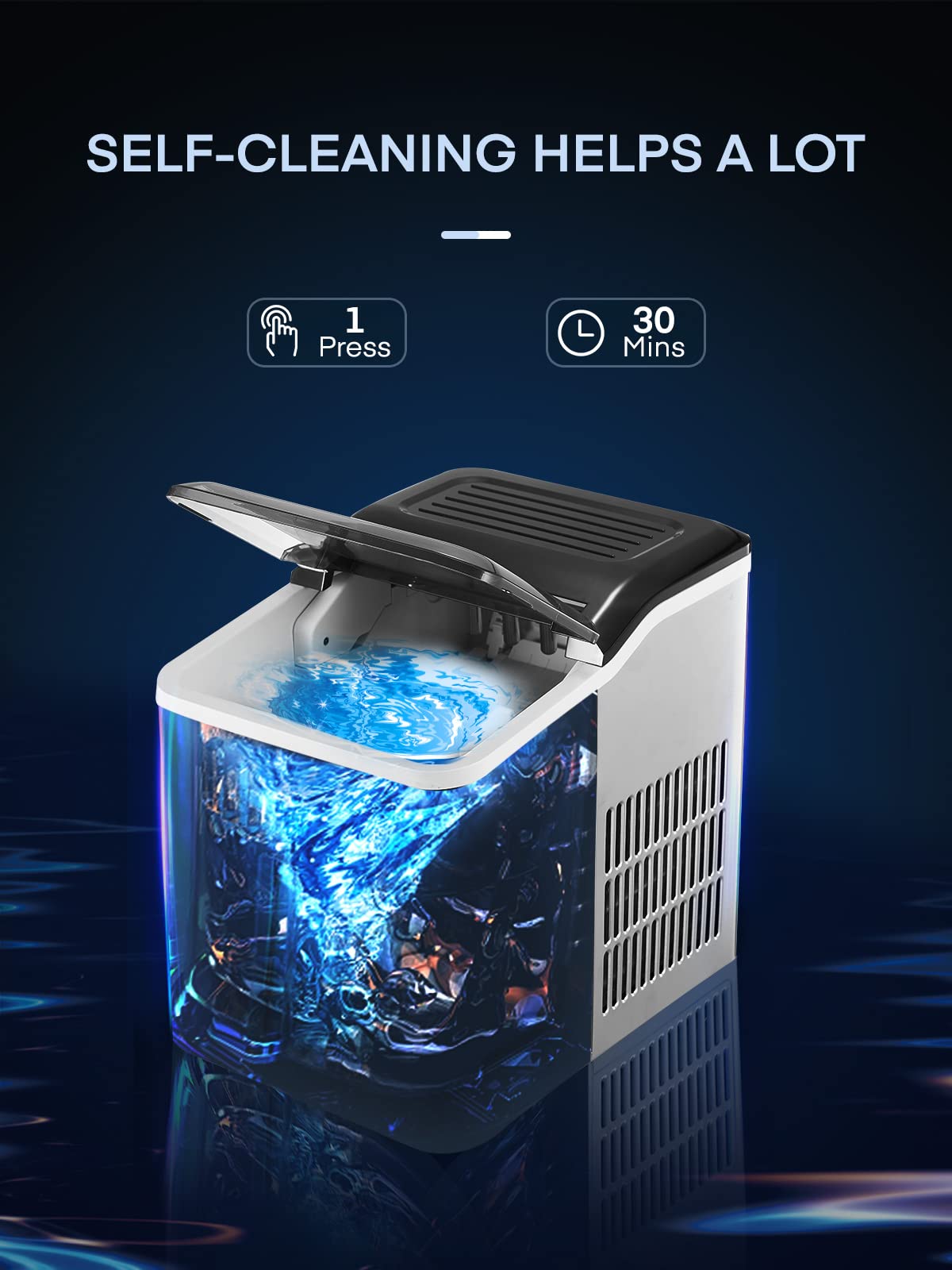 Countertop Ice Maker Machine πΊππππππππ πΊππππ, 9 Bullet Ice in 6 Mins, πππππ 24h, Self-Clean, 2 Ice Sizes, LCD Display, Portable Ice Maker w/Ice Scoop & Basket, Home/Kitchen/Office
