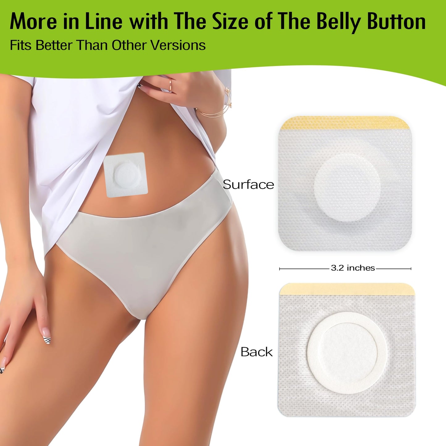 12Pcs Hypoallergenic Castor Oil Pack Wrap for Belly Button, 3.2 x 3.2 inches Disposable, Self-Adhesive, and Highly Absorbent Castor Oil Wraps Patch Pads - White