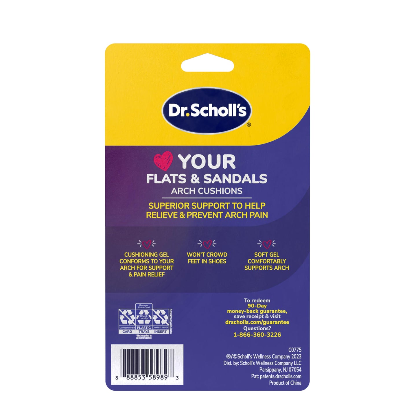 Dr. Scholl's Love Your FLATS & SANDALS Arch Cushions Women Size 6-10, 3 Pair