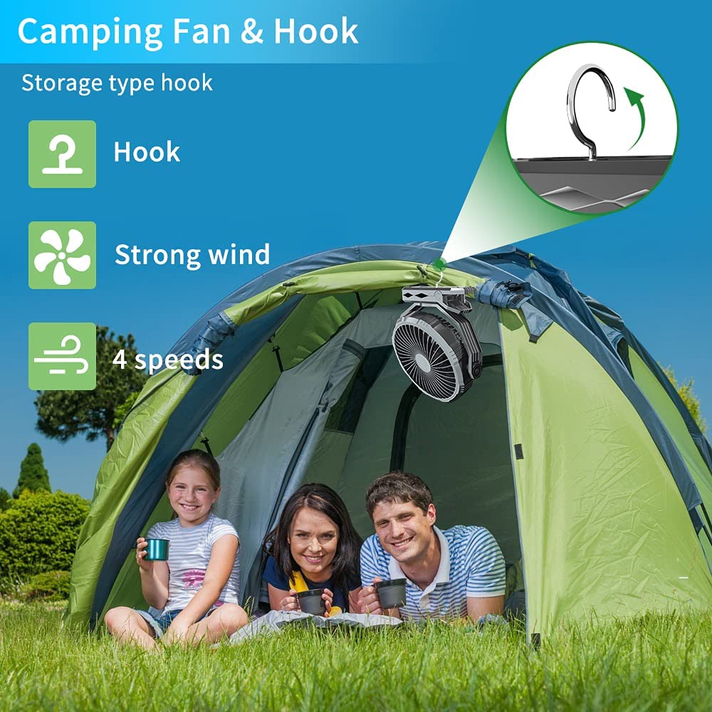 HandFan Upgraded Golf Cart Fan-10000mAh Portable Strengthen Clip on Fan Rechargeable battery Operated, 8 Inch Cordless Fan with Hook for Camping, Beach, Tent, Treadmill, Desk, Bed, RV, Office