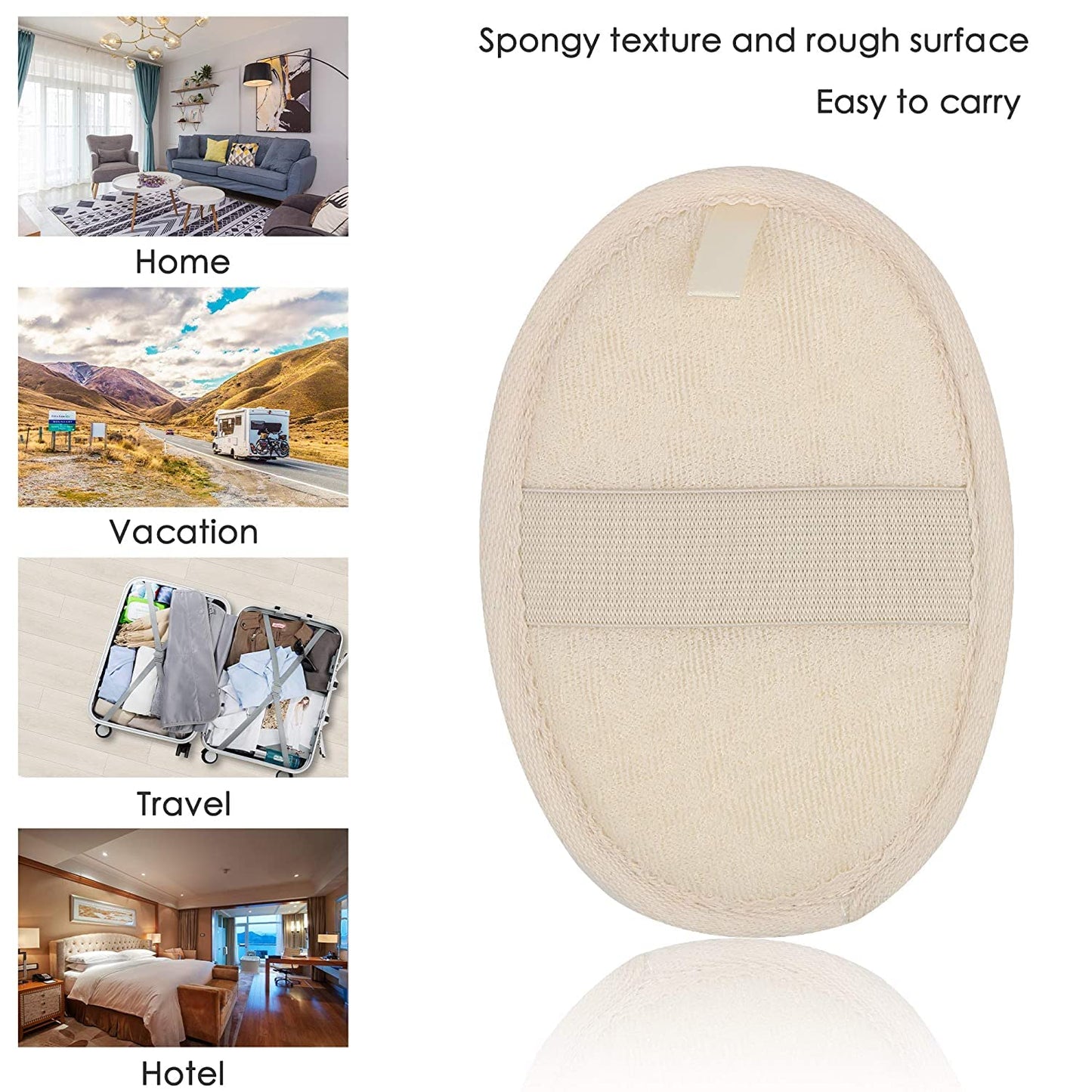 10-Pack Exfoliating Loofah Sponge Pads - Natural Luffa & Terry Cloth, Body Scrubbers for Shower & Bath Mooerca
