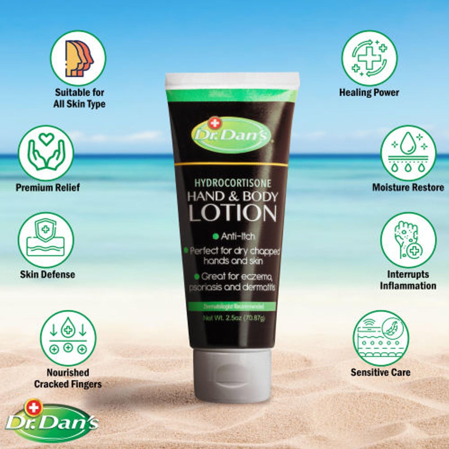 Dr. Dan's Hydrocortisone Hand and Body Lotion- 3 Pack- Anti Itch Lotion for Men and Women