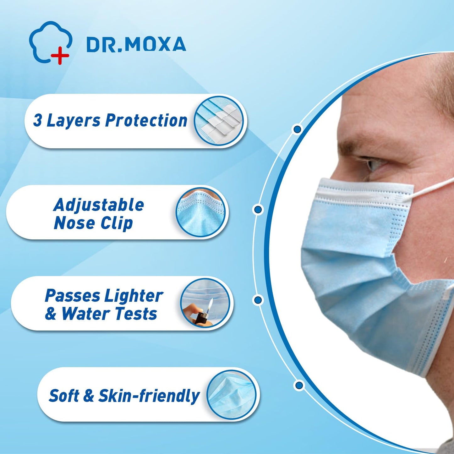 100 Pack Disposable Face Masks, Medical Grade 3 Ply Protection Face Mask for Adults - Comfortable,Soft, Breathable