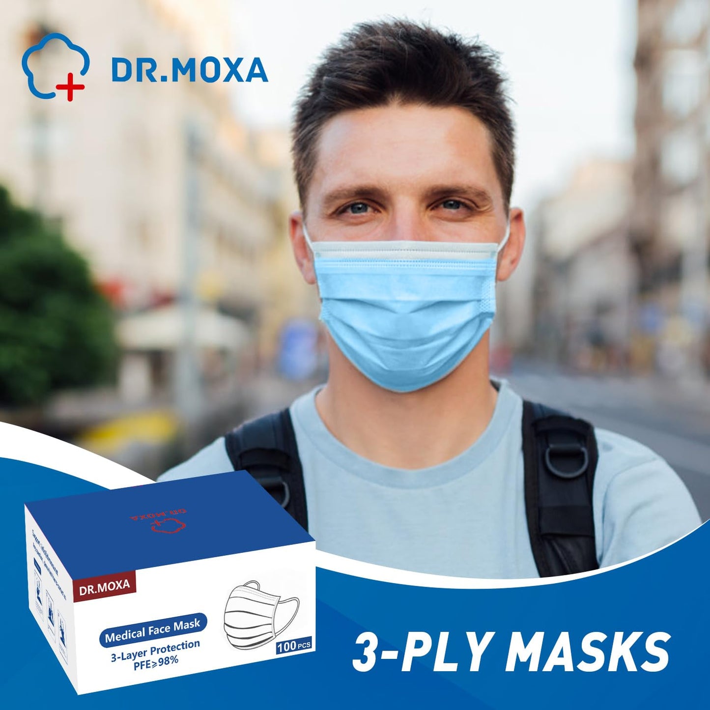 100 Pack Disposable Face Masks, Medical Grade 3 Ply Protection Face Mask for Adults - Comfortable,Soft, Breathable