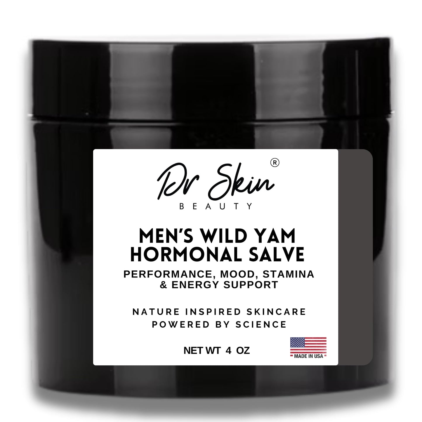 Dr. Skin Men's Organic Wild Yam Cream for Hormone Balance 4oz | Natural Hormonal Support Balance Cream | Made in the USA | Men's T- Booster - Stamina, Endurance, & Strength Booster