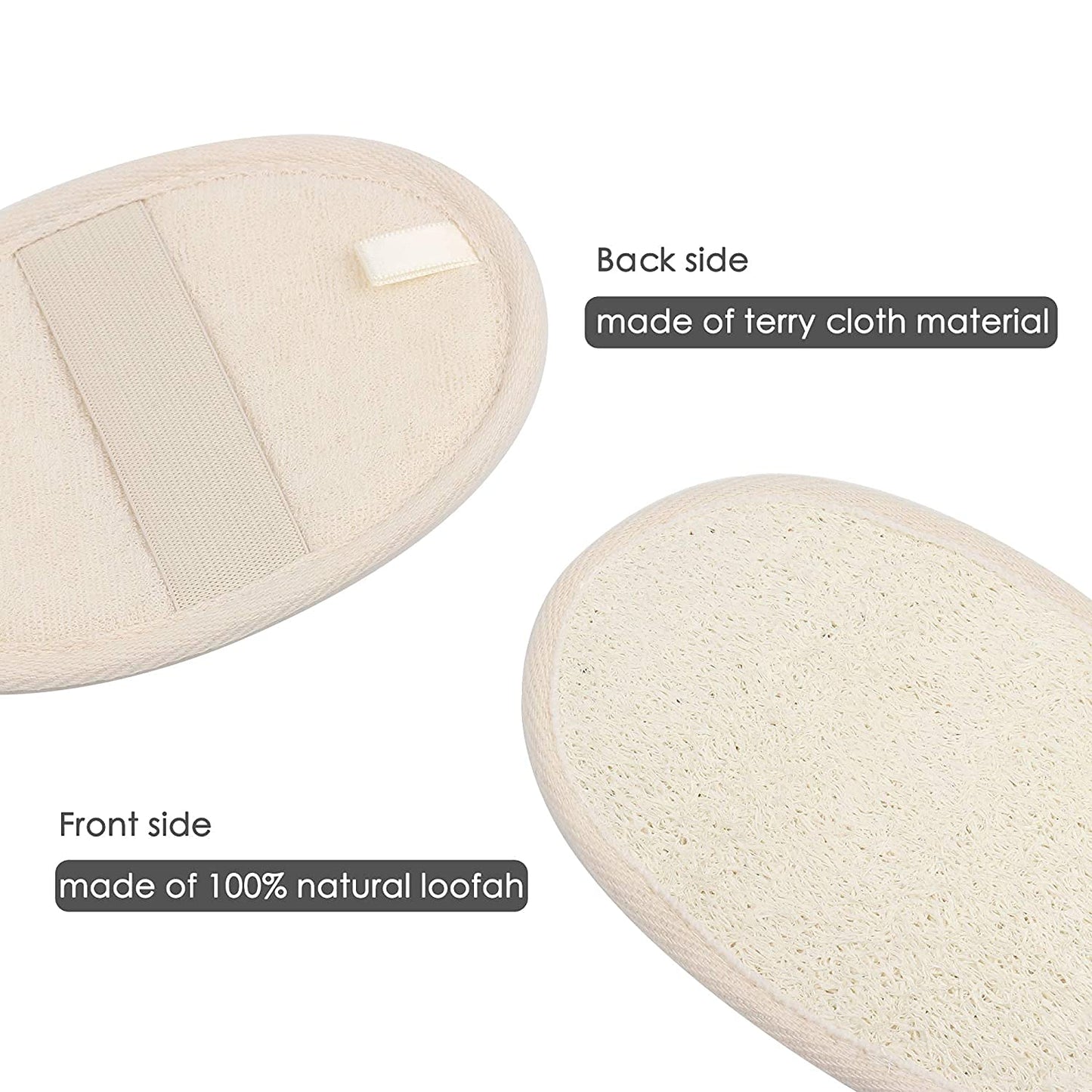 10-Pack Exfoliating Loofah Sponge Pads - Natural Luffa & Terry Cloth, Body Scrubbers for Shower & Bath Mooerca