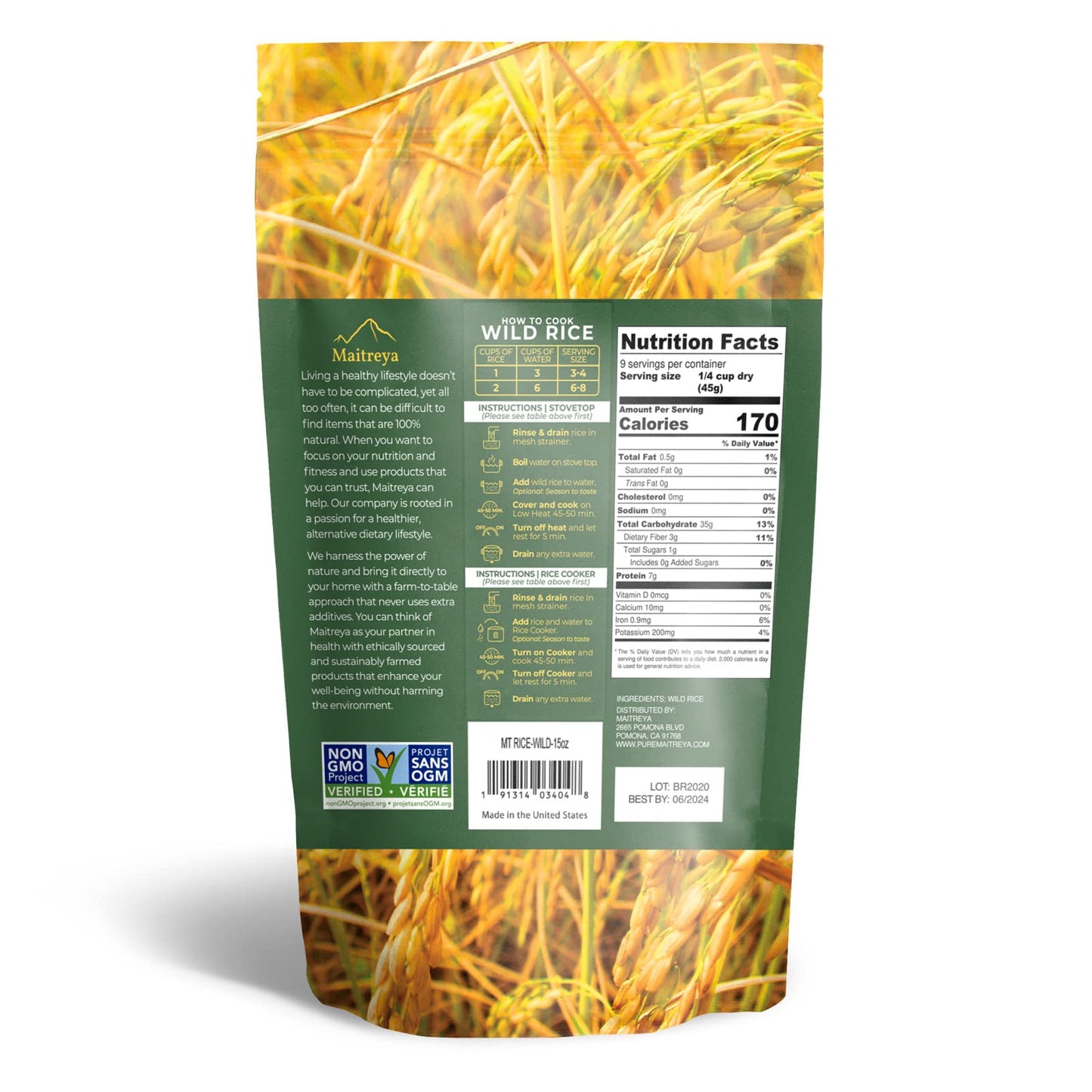 100% All Natural NON-GMO Minnesota Wild Rice 15oz