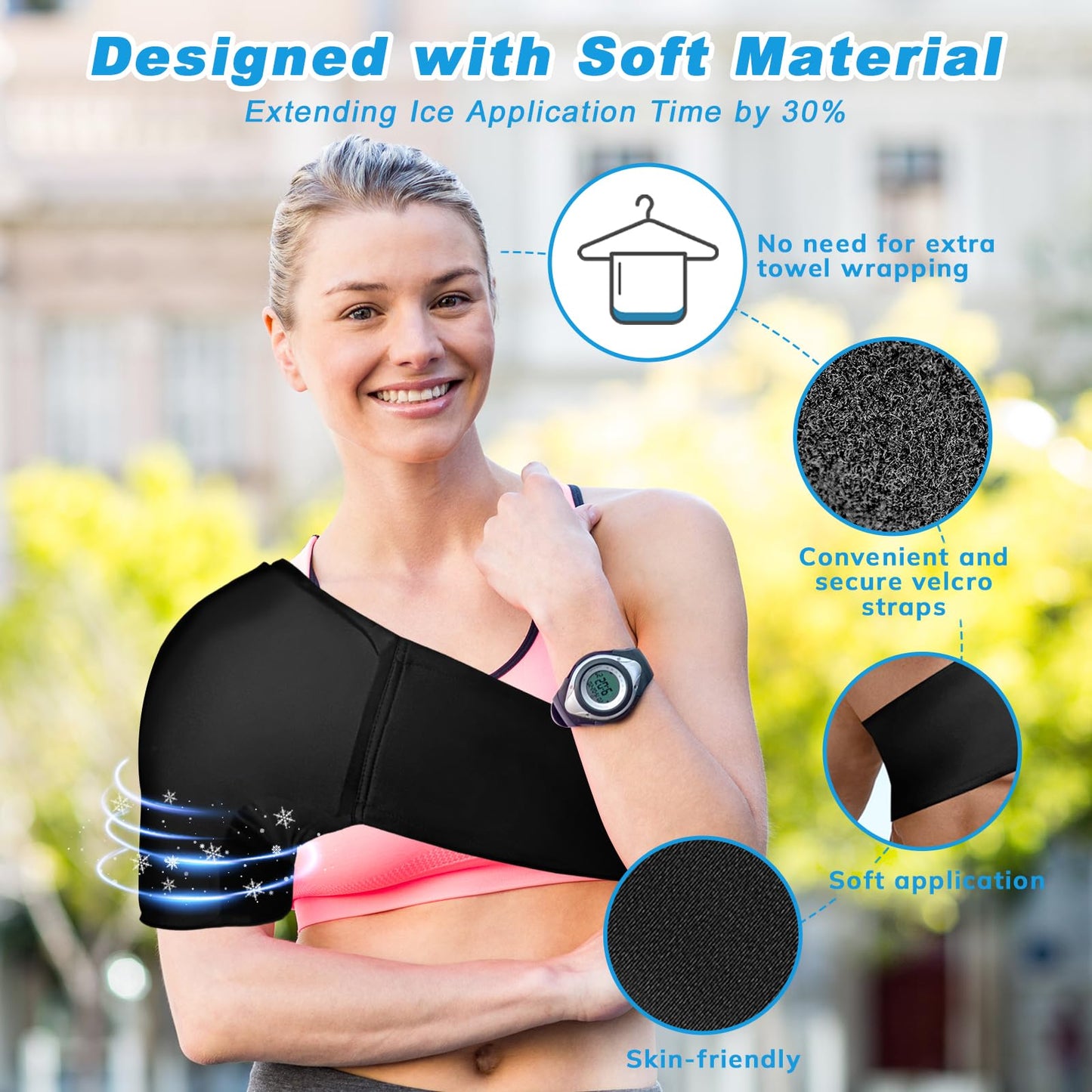 DR. MUSCLE'S Shoulder Ice Pack Rotator Cuff Cold Therapy, Reusable Gel Ice Pack Wrap for Shoulder Injuries, Hot & Cold Compress for Shoulder Pain Relief, Surgery Recovery, Tendinitis, Swelling, Black