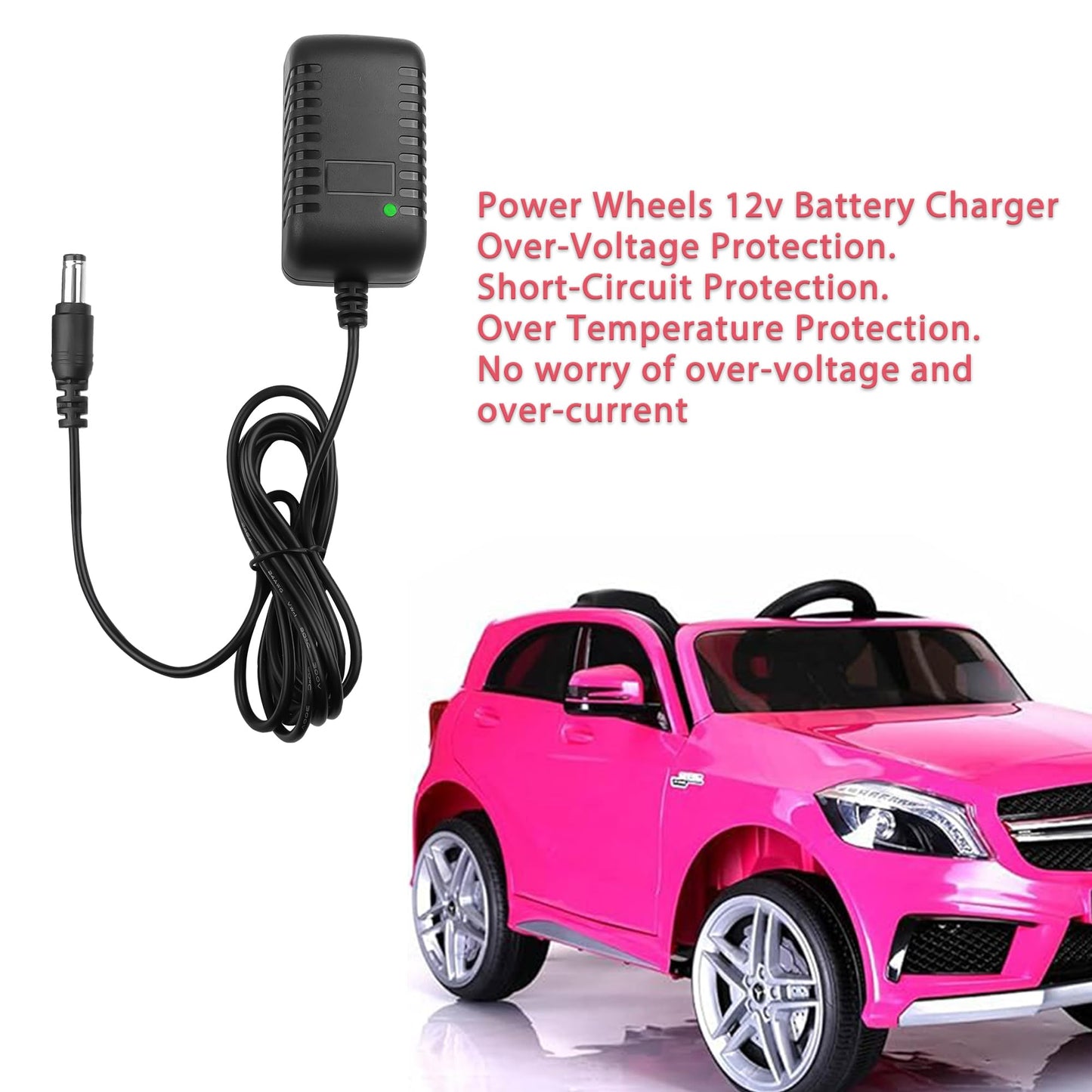 12V Charger for Kids Ride On Car Toys,12V Ride-on Toys SUV Car Battery Charger,Universal Charger for Best Choice, Wrangler, Kid Trax, Dynacraft Electric Ride On Cars