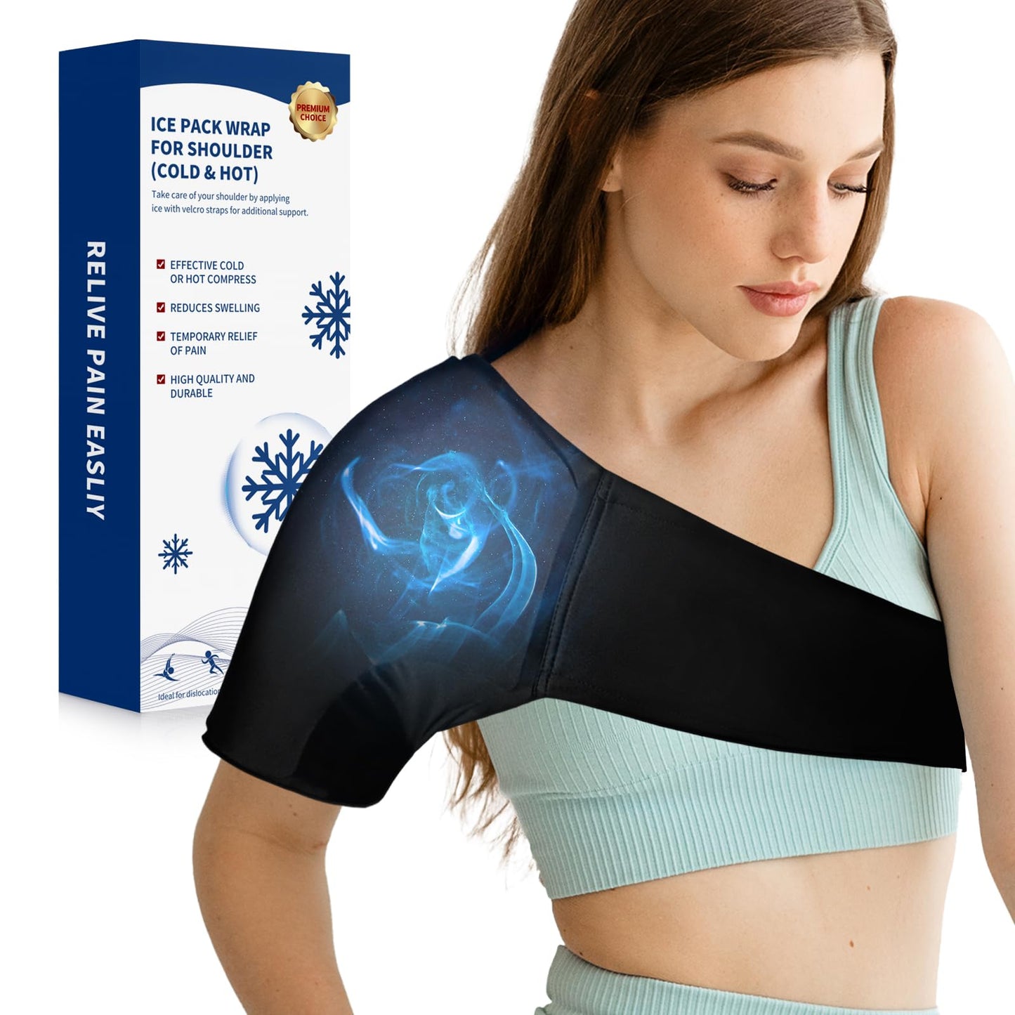 DR. MUSCLE'S Shoulder Ice Pack Rotator Cuff Cold Therapy, Reusable Gel Ice Pack Wrap for Shoulder Injuries, Hot & Cold Compress for Shoulder Pain Relief, Surgery Recovery, Tendinitis, Swelling, Black