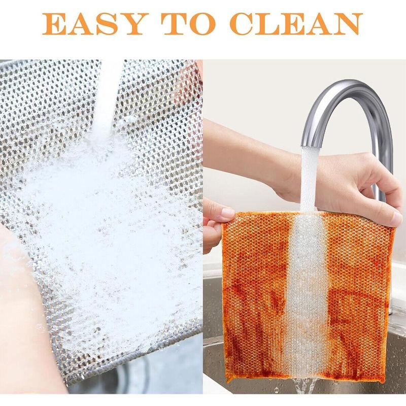 12 counts Steel Wool Dishcloth Non-Scratch Quick Dry Mesh Cloth Dishes Wire Dishwashing Rag Multipurpose Kitchen Dish Cloths Scouring Pads Multi-Use Scrubbers, Bulk Rags Net Rags for Washing Dishes Cleaning Fruit or Wet Dry Durable Cleaning Pads