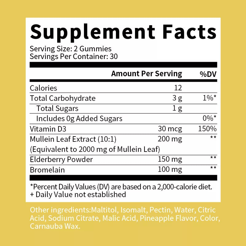 10:1 Mullein Leaf Extract Gummies for Lung Cleanse, Extra Strength 10000 MG US